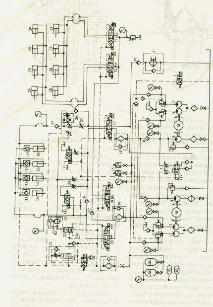 鉆井平臺單樁升降液壓系統(tǒng)原理圖